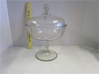 Beautiful glass footed preserve bowl with lid