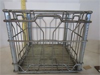 Primitive metal milk crate; Westover