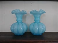 Blue Glass vase Pair