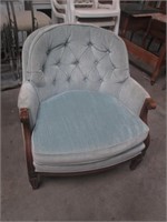 Vintage Blue Velvet Arm Chair