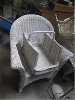 Wicker Arm Chair & Magazine Rack