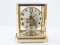 Vtg. 4-Sided Brass & Glass UNITIME Mantel Clock