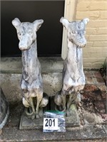 (2) Concrete Dog Statues (9x12 Base/31" Tall)