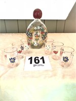 9"  Decanter & (6) Glasses All Marked Austria