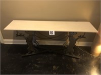 Hand Made Iron Table with Marble Top 74x19x31"