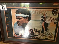 Walter Payton Signed Framed Poster Approx. 40x28"