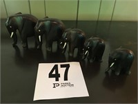 Set of 5 Ebony Hand Carved Elephants Purchase in