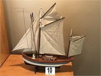 Handmade Wooden Sailboat with Stand