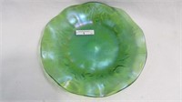 Loetz 9" Green Rustanica Ruffled Bowl