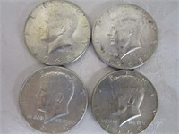 (4) 1965 40% Kennedy Half Dollars
