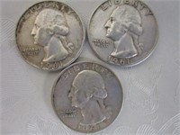 (3) 1961 Silver Washington Quarters