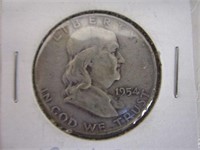 1954-D Ben Franklin Silver Half Dollar