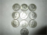 (10) 1969 40% Silver Kennedy Half Dollars