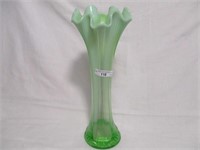 Green opal 12" pattern glass vase,