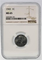 1943 NGC Certified MS65 Steel Lincoln Cent