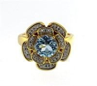 Genuine 2.50 ct Blue Topaz & Diamond Accent Ring