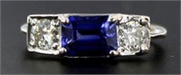 Platinum Antique 1.96 ct Sapphire & Diamond Ring