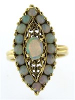 14kt Gold Natural Marquise Fire Opal Estate Ring