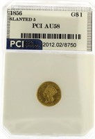 1856 AU58 Slanted 5 - $1 Gold Piece