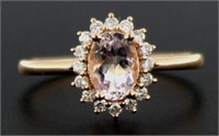 10kt Rose Gold Natural Morganite & Diamond Ring