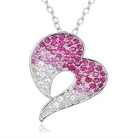 Pink & White Sapphire Sideways Heart Pendant