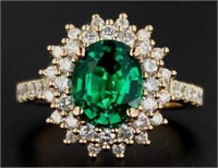 14kt Rose Gold 3.68 ct Oval Emerald & Diamond Ring