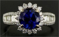 14kt Gold 3.79 ct Round Sapphire & Diamond Ring