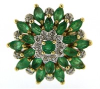 14kt Gold Vintage 3.35 ct Emerald & Diamond Ring
