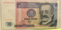 Currency Peru 10 Intis Currency Peru Note
Banco