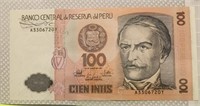 Currency Peru 100 Intis Currency Peru