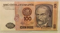 Currency Peru 100 Intis Currency Peru Note
Banco