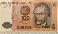 Currency Peru 100 Intis Currency Peru Note
Banco
