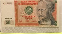 Currency Peru 50 Intis Currency Peru Note
