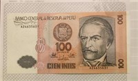 Currency Peru 100 Intis Currency Peru