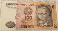 Currency Peru 100 Intis Currency Peru Note
