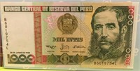 Currency Peru 1000 Mil Intis 
Currency Peru Note