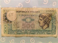 Currency Italy 500 Cento
Currency Italiana Italy