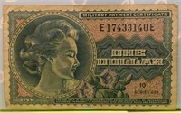 Vintage WWII Military Payment Cert $1 
Vintage