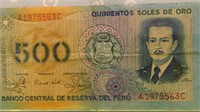 Currency Peru 500 Soles De Oro
Vintage Currency