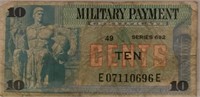 Vintage Military Scrip Payment Cert 10 Cents