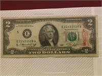 US Currency Bill Jefferson Federal Res $2 1976