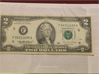 US Currency Bill Jefferson Federal Res $2 1995