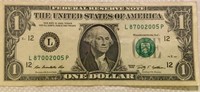 US Currency Bill Federal Res $1 2009