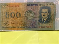 Currency Peru 500 Soles De Oro 
Currency Peru