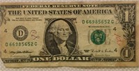 US Currency Bill Federal Reserve $1 1995