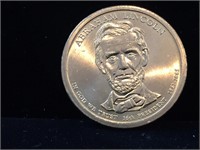 Coin US President Lincoln Golden Dollar $1