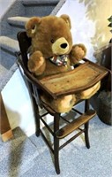 Antique High Chair with Teddy Bear