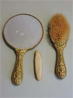 Antique Dresser Mirror & Brush