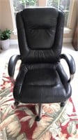 Lane Black Leather Rolling Office Chair