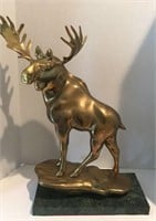 Solid Brass Moose on a Marble Base